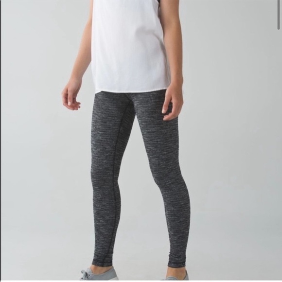 Lululemon Wunder Under Pant Leggings Coco Pique Black White Grey - Picture 3 of 14